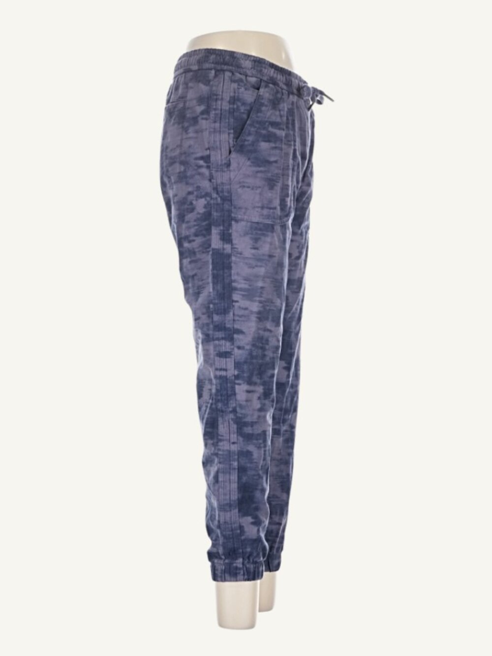 Athleta Farallon Printed Jogger Pants Blue Camo Cotton Blend Size 8 - Picture 5 of 7
